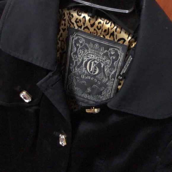 Guess, fancy jewel button trench! Black, size S - Picture 2 of 5